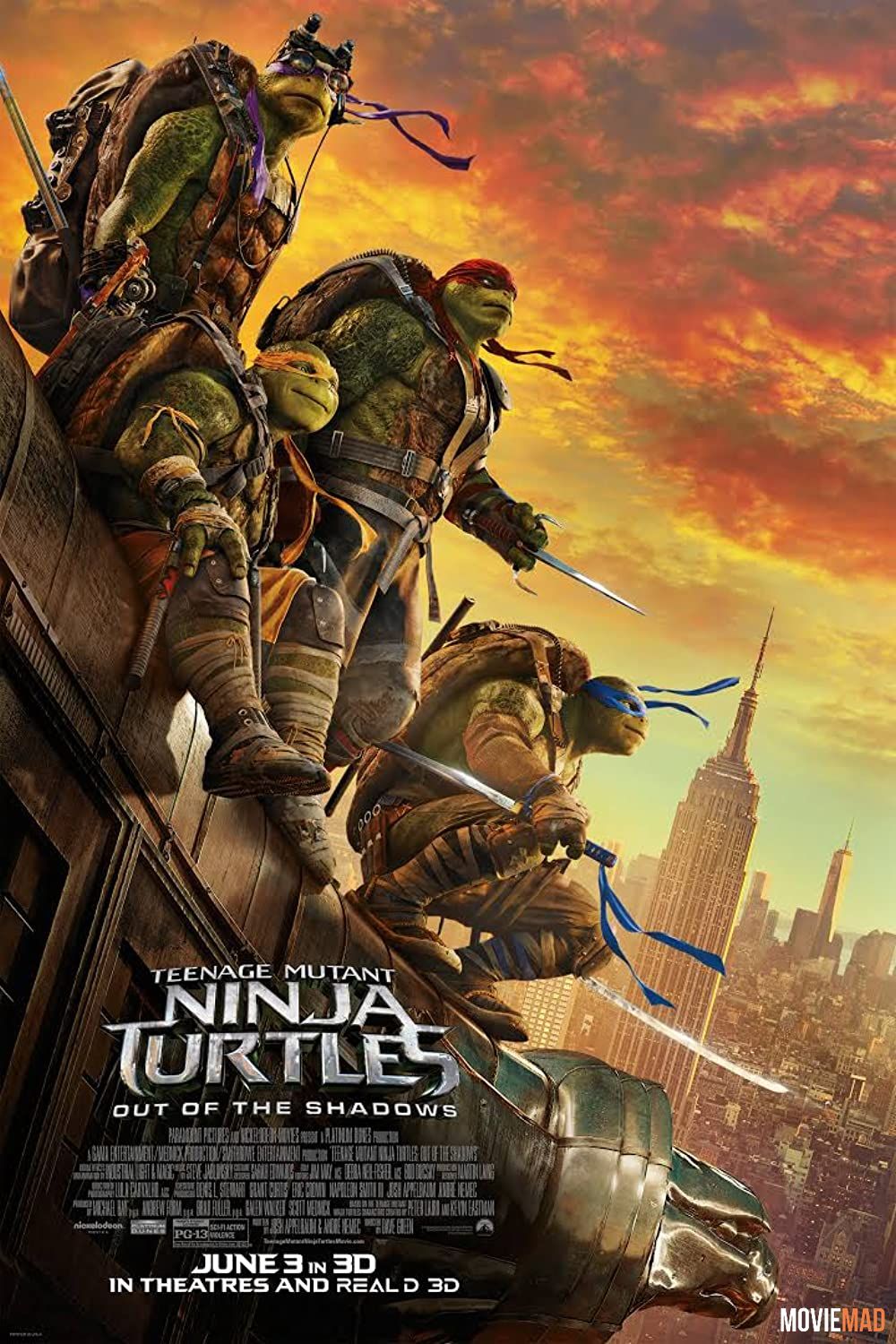 Teenage Mutant Ninja Turtles Out of the Shadows 2016 Hindi Dubbed BluRay Full Movie 720p 480p